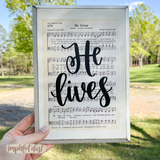 He Lives Christian Hymn Wood Sign