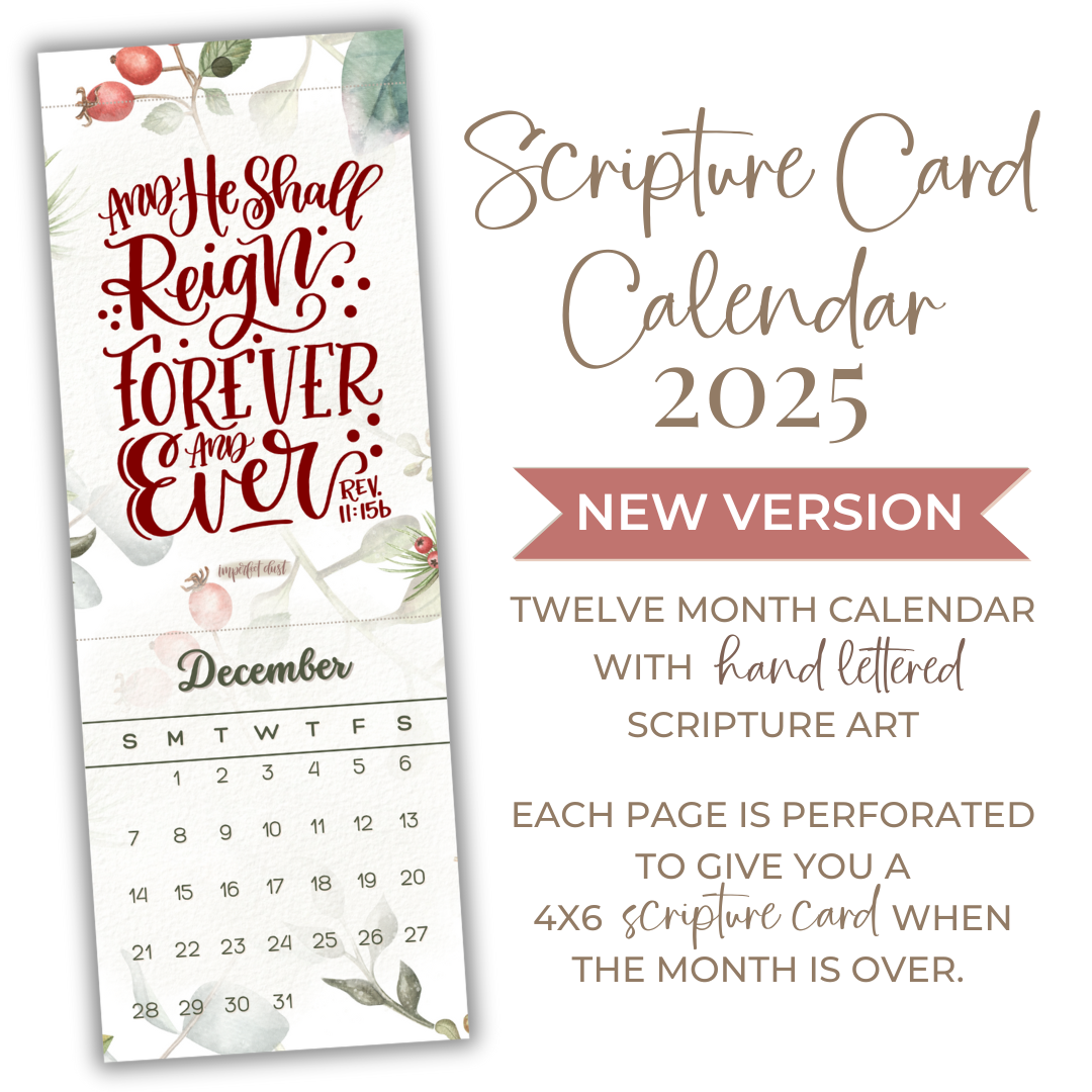 NEW 2025 Hand Lettered Scripture Card Calendar Imperfect Dust