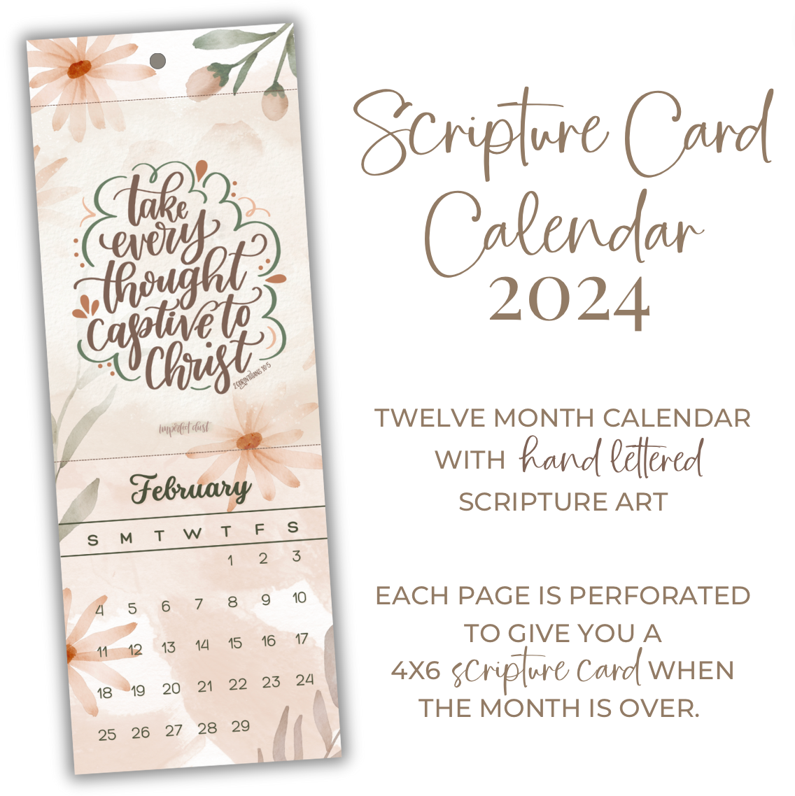 2024 Hand Lettered Scripture Card Calendar – Imperfect Dust